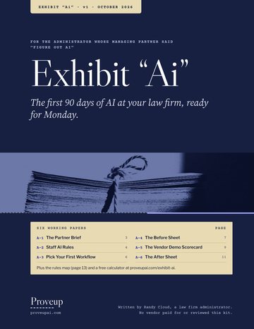 The cover of Exhibit “Ai”: the first 90 days of AI at your law firm, ready for Monday.