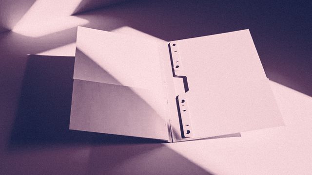 An open file folder lying flat, completely empty.